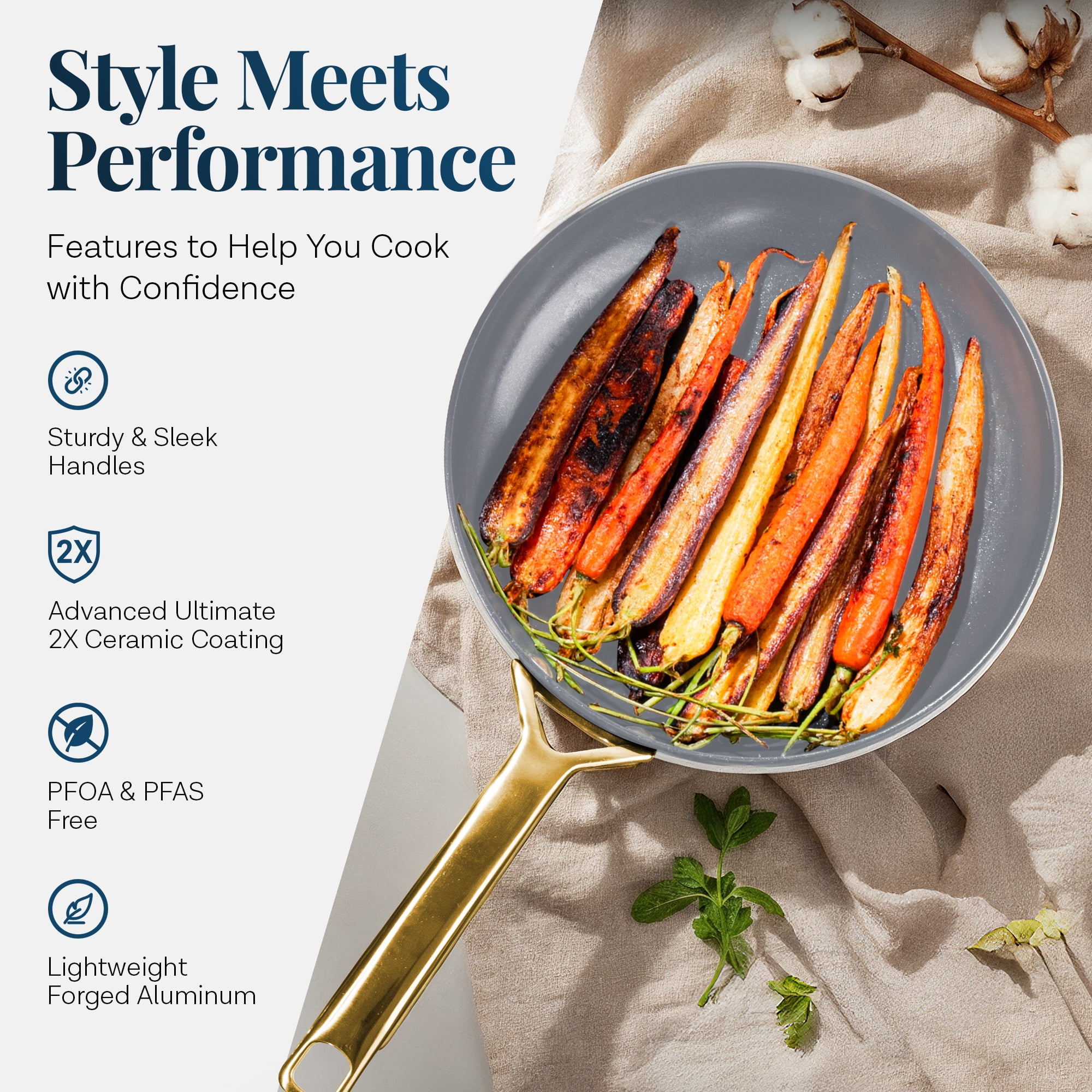 Gotham Steel Modern 11 Pc Ceramic Pots and Pans Set Non Stick, Kitchen Cookware Sets, Non Stick Pots and Pan Set, Ceramic Cookware Set, Pot and Pan Set, Non Toxic Cookware Set, Dishwasher Safe, Navy
