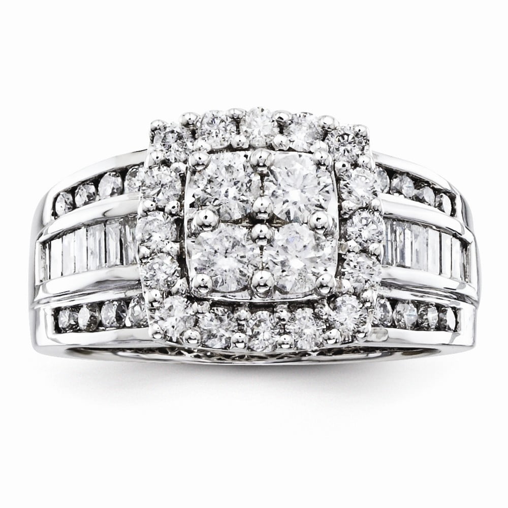 AA Jewels - Solid 14k White Gold Multi-Stone Diamond Engagement Ring ...