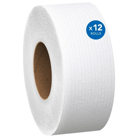 Scott Professional High-Capacity Jumbo Roll Toilet Paper, Bulk (07805), 2-Ply, Septic Safe, White, Non-Perforated (12 Rolls at 1,000' Each, 12,000'/Case)