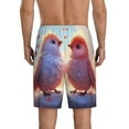 thumbnail image 5 of Cauagu Heart Sky Bird Couple Print Pajama Bottoms for Men Sleep Pajama Shorts Elastic Waistband Sleep Pajama Short Men's PJ Shorts -Medium, 5 of 6