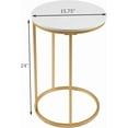 thumbnail image 3 of RiteSune Round C Shaped End Snack Side Table Slide Under Couch with Marble Top for Sofa Coffee Laptop Living Room Bedroom Small Space, 16" D x 24" H, 3 of 15