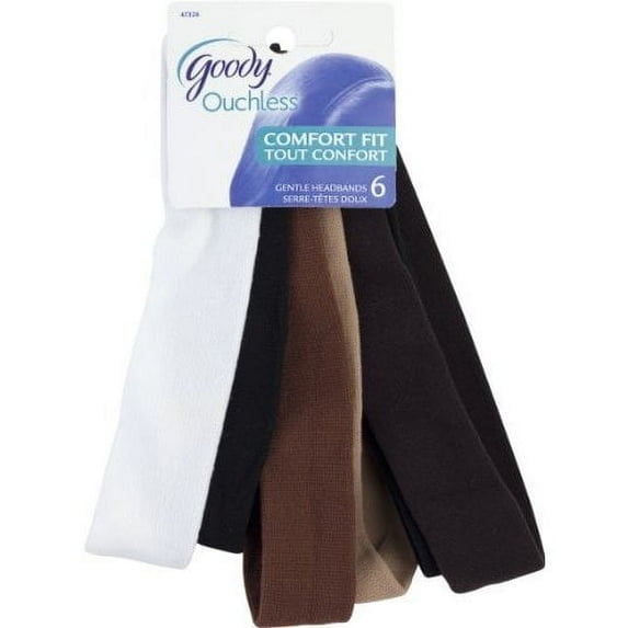 Goody Ouchless Thin Nylon Headwraps, 6 Count Pack of 3