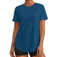 thumbnail image 2 of Uootdi T-Shirts Décontractés pour Femmes Col Rond Manches Courtes Ourlet Arrondi Hauts Coupe Ample Légers Confortables Chandails pour Usage Quotidien Cadeau, 2 of 8