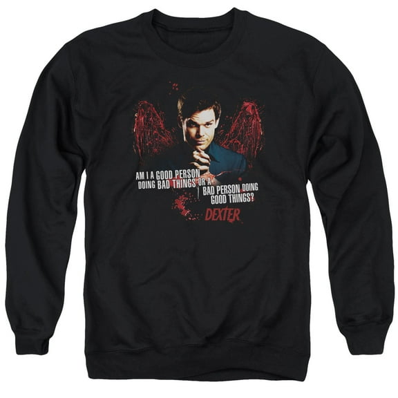 Dexter Good Bad Adult Crewneck Sweatshirt Black