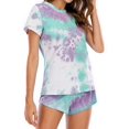 thumbnail image 4 of Women Tie-Dyed Short Sleeve Elastic Waist Pajama Set, 4 of 7