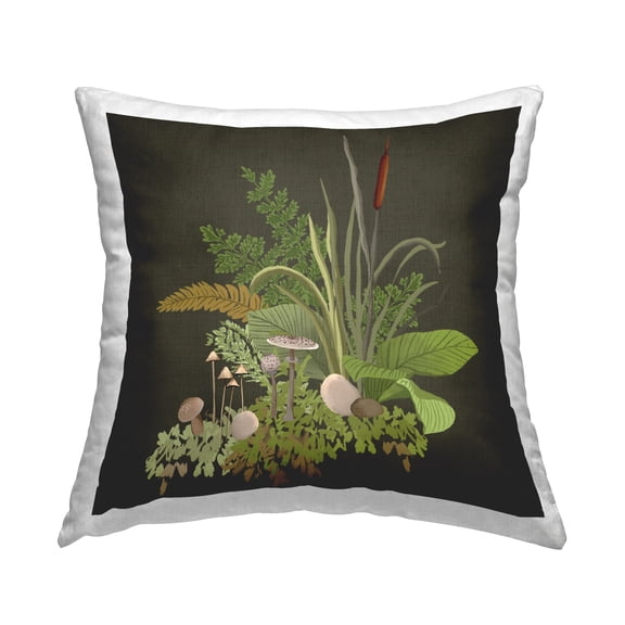 Stupell Industries Forest Foliage and Rustic Mushrooms over Grey Country Multi-Color,18 x 7 x 18 Decorative Pillows