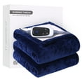 thumbnail image 6 of ThermaSnug Flannel to Sherpa Electric Heated Throw, 50"x60"  heating  Throw Blanket, Adjustable Heat Settings, Extremely Soft and Comfortable, Machine Washable, Navy, 6 of 8