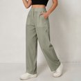 thumbnail image 6 of Atkumj Cotton Linen Pants for Women with Pockets High Waist Button Straight Leg Trouser Pants Casual Solid Color Women Baggy Pants for Everyday Outfit S, 6 of 7