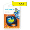 DYMO LetraTag Plastic Label Tape Cassette, 1/2in x 13ft, Hyper Yellow