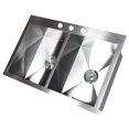 thumbnail image 4 of Contempo Living Inc 33-inch 16 Gauge Stainless Steel Double Bowl Topmount Drop-in Zero Radius Kitchen Sink, 4 of 5