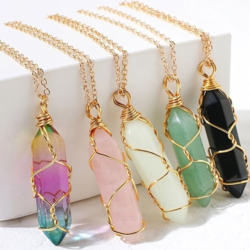 Hexagon stone shop necklace