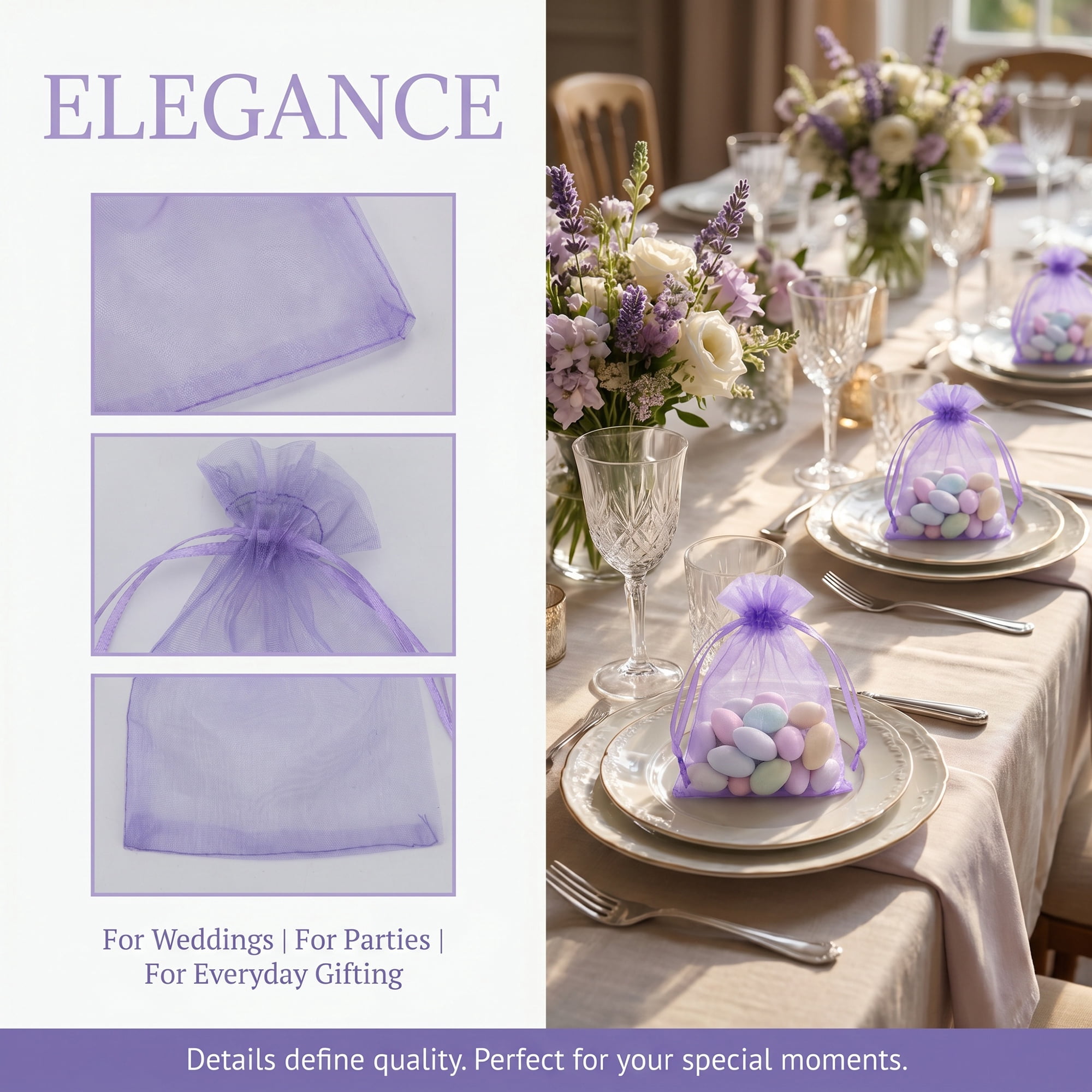 Unique Bargains Multi-Purpose Gift Bags with Handles for Events Light Purple 3.5" x 4.7"