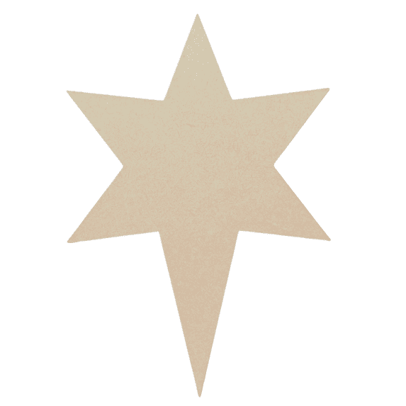 Krafty Supply Wood North Star/ Christmas Stars, 1/8" Thick MDF, Bulk Set of 25 Wood North Star/ Christmas Stars, Medium, 6 inches