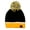 Black/Gold/White, variant on Unisex College High School Team Color Two Tone Pom Pom Knit Beanie Hat