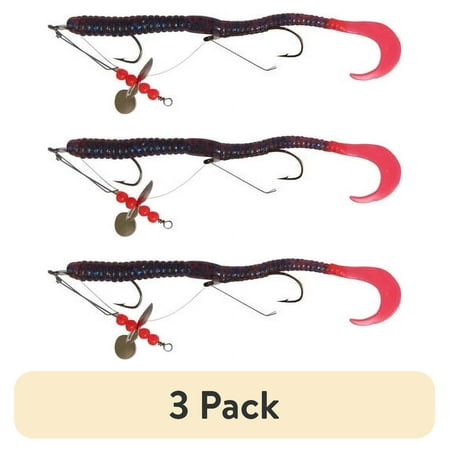 (3 pack) Creme 6 Pre-Rigged Weedless Curl Tail Worm Lure Electric Grape