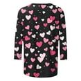 thumbnail image 4 of VKOYWKM Heart Print Shirts for Women Valentines Day T-Shirts 3/4 Sleeve Crew Neck Loose Fit Holiday T-Shirts Valentines Day Gifts Tops, 4 of 5