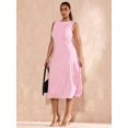 thumbnail image 3 of Baby Pink Plus Size Sleeveless Mid-Length A-Line Bodycon Dress With Ruched Detail, 3 of 6