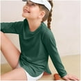 thumbnail image 5 of PUYAHG Toddler Kids T-Shirts for Girls Long Sleeve Crew Neck Arc Hem Side Slit Soft Solid Color Thin Girl's Leisure Tees 4-5 T, 5 of 7
