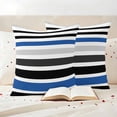 thumbnail image 3 of Navy Blue Black Stripe Outdoor Waterproof Pillow Covers, Modern Abstract Coarse Striped Decorative Square Throw Pillowcase Sofa Cushion Sham for Patio/Couch/Chair, 18"x18" 2 Pack, 3 of 8