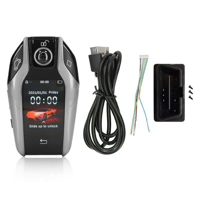Llave inteligente universal TK800+ con pantalla táctil LCD, entrada sin llave, control remoto para todos los modelos con botón de arranque y parada del motor, color plateado