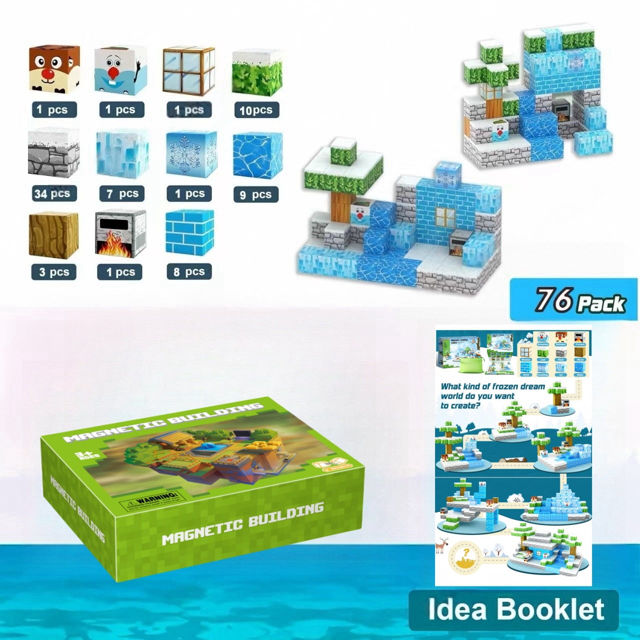 Minecraft Creekside Cabin Magnetic Blocks – 107-Piece Creative