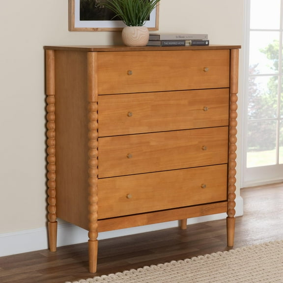 Baxton Studio Lucera Mid-Century Chest, 4-Drawer, Oak Brown