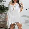 thumbnail image 4 of fatyb Plus Size Swim Cover up Womens Short Sleeve Beach Wear Bikini Coverup V Neck Bathing Suit, 4 of 7