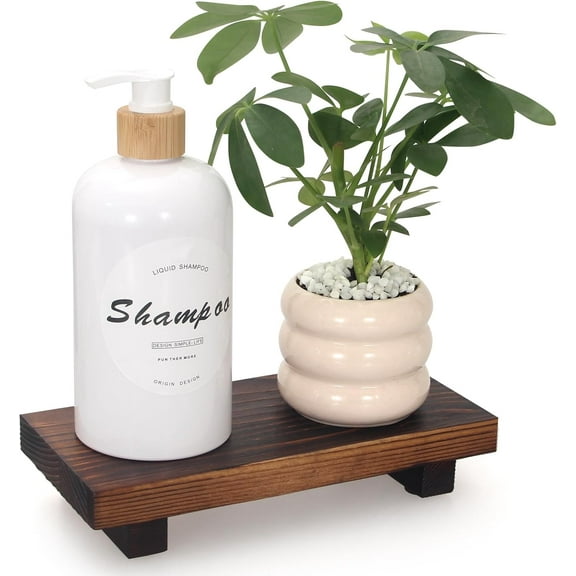 Small Kitchen Sink Soap Tray for Counter Bathroom Vanity Tray Wooden Risers for Kitchen Countertop Decor Dish Soap Dispenser Farmhouse Wood Pedestal Bathroom Organizer Accessories Decorative Trays