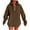 Brown, variant on GuzomFashion Womens Khaki Half Zip Hooded Sweatshirt Dress - Oversized Drop Shoulder, 100% Polyester Wrinkle-Resistant, Machine-Washable Mini Length, S-XXL,Size M