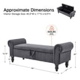thumbnail image 4 of 55''W Bedroom Storage Bench, Modern Corduroy Upholstered Bench with Rolled Arms for Entryway, Living Room, Dark Gray, 4 of 11
