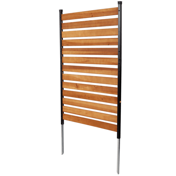 Freestanding 60in Wood AC Fence Panel with Metal Stakes, 38in W