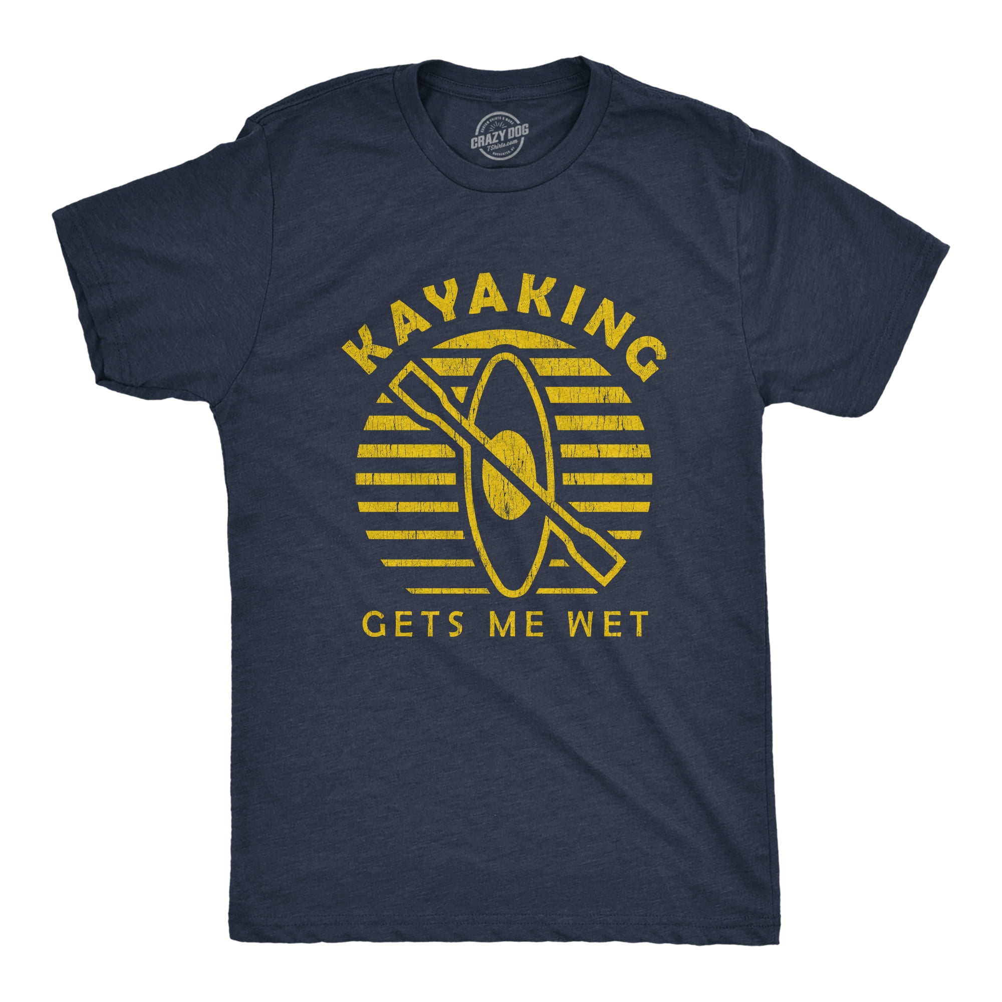 Mens Kayaking Wet Tshirt Funny Outdoor Sexual Innuendo Paddle Graphic (Heather Navy) - S Graphic Tees - Walmart.com