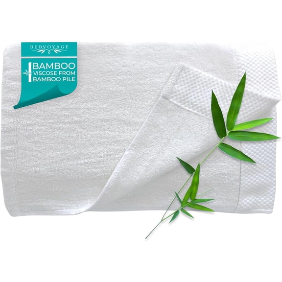BedVoyage Luxury Bath Towels, 600 GSM, Ultra Soft Viscose derived from Bamboo, Super Absorbent, Extra Large 30x54, Bath Size Towel for Bathroom (White)