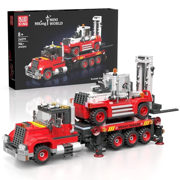 Set de construcción Mould King Semi Truck 906 PCS Forklift 29cm