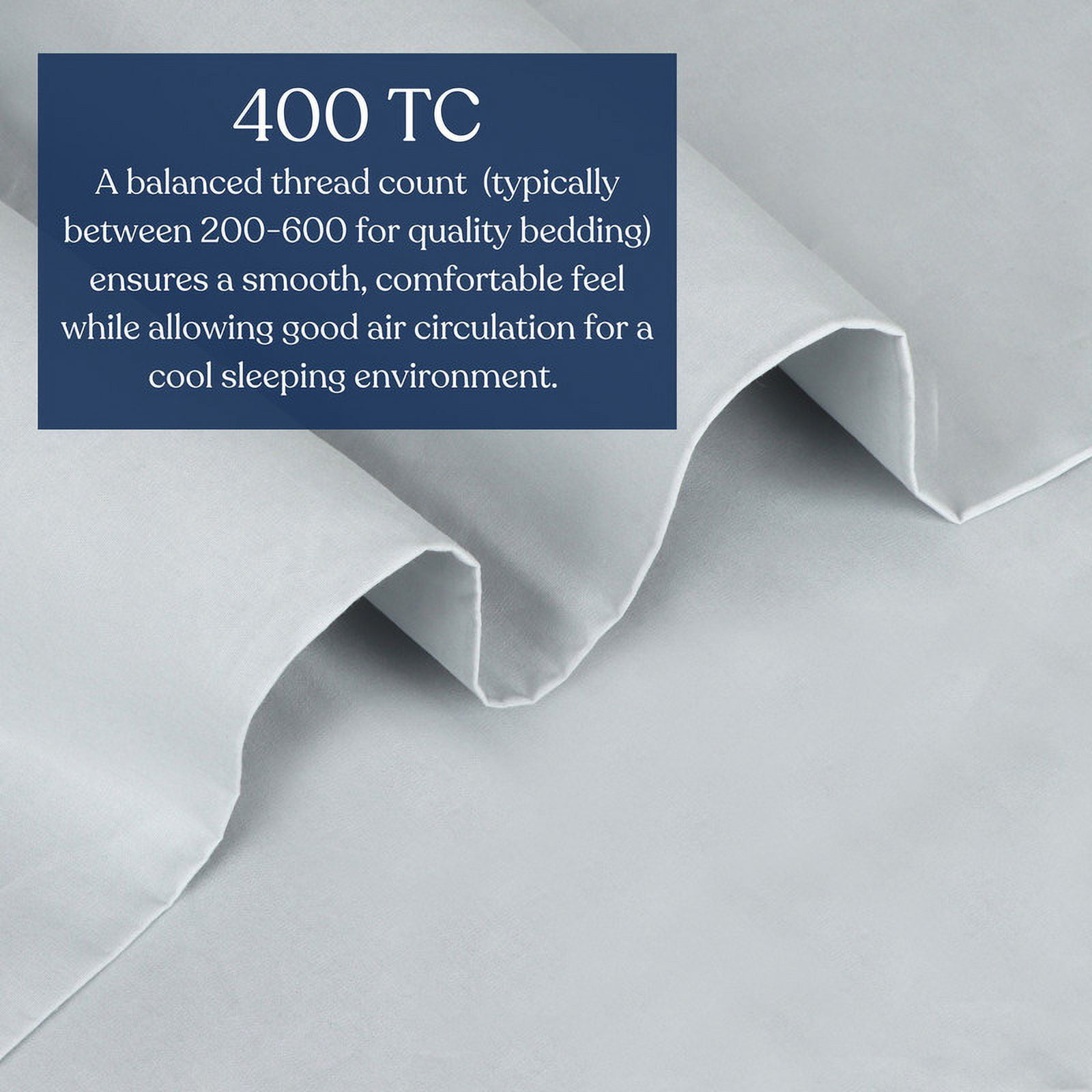 Delara King Organic Cotton Percale Duvet Cover Set 3-Piece with Sham, 400TC, Soft Breathable Bedding, GOTS Certified, 8 Ties, Light Blue