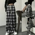 thumbnail image 7 of BUYISI Classic Black And White Plaid Versatile Loose Casual Slim Straight Trousers Black L, 7 of 7