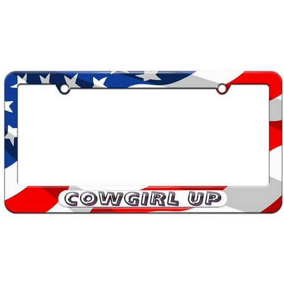 Cowgirl Up, Western, Funny License Plate Tag Frame, Multiple Colors