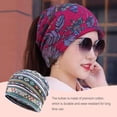 thumbnail image 3 of Tuque Style Bohème Hijab Imprimé Floral Turban Protection des Oreilles Bonnet Rayé Bleu 1 Ensemble, 3 of 6