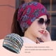 thumbnail image 3 of Gorro Minnieouse Slouchy Beanie Hat Estilo étnico Pre-atado Musulmán Hijab pañuelo turbante Stretch color Raya azul, 3 of 6