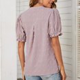thumbnail image 4 of Camisas de gasa para mujer, blusas casuales de verano, manga corta, cuello en V, blusas con pompones de punto suizo para el trabajo, viajes y fiestas, 4 of 6