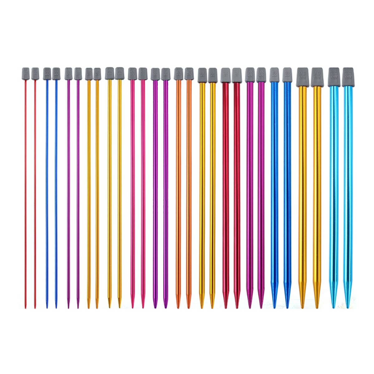 Symkmb 14PCS Stainless Steel Knitting Needles Set Pointed Needles Knitting Crochet Supplies for Beginners Handmade(2-10mm) 35cm Stainless steel Multicolor