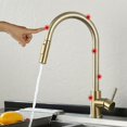 thumbnail image 4 of Mezclador de grifo de fregadero de cocina de acero inoxidable dorado cepillado, rotación de 360 ​​grados, sensor táctil inteligente, grúa de grifo de agua fría y caliente extraíble TUNC Sencillez, 4 of 4