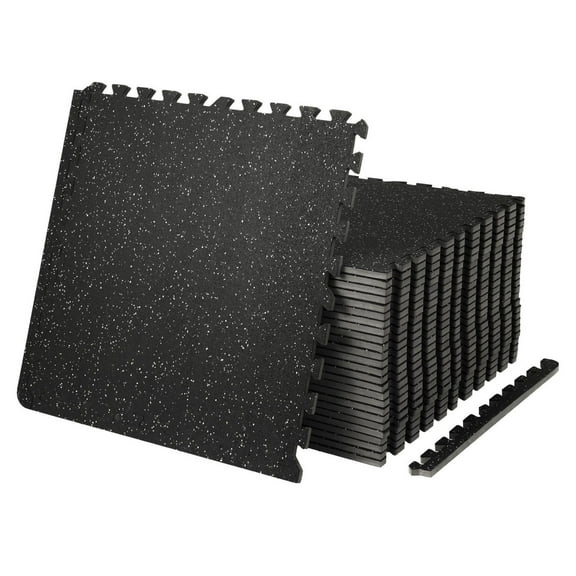 Gym Floor Mats 24x24 inch, 25-Pack EVA Foam Interlocking Tiles - 1/2 inch Thick Rubber Top Workout Flooring for Home Gym, Garage, Basement - 100 sq ft Coverage