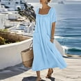 thumbnail image 6 of Bosfbaoi Dresses for Women Casual Flowy A-Line Dress Square Neck Short Sleeve Maxi Womens Dresses with Pockets Summer Dresses for Women 2026, 6 of 8