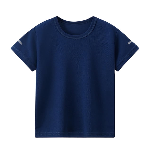 Zpanxa Boys Athletic Shirts Solid Color Round Neck Short Sleeve Sports Top Comfortable Running Tee With Polyester 9-10 Years