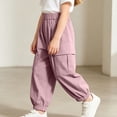 thumbnail image 5 of FRSASU Kids Quick Dry Parachute Pants Full Length Elastic Waist Strip Baggy Sports Hiking Trousers with Pockets Pink, 5 of 8