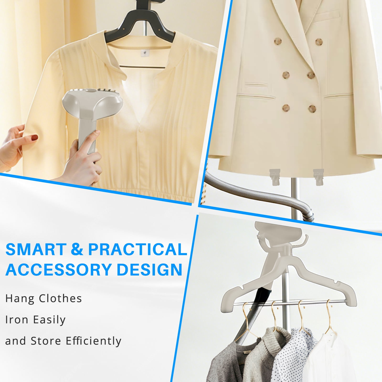 Beddle Steamer for Clothes with Stand,1500W Powerful Garment Steamer with Roll Wheels, 1.7 L Water Tank,Auto Shut-off, Beige