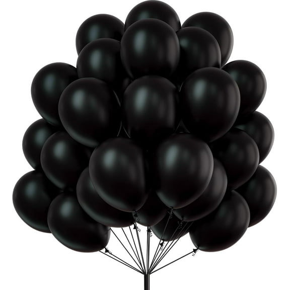 Black Balloons Latex Party Balloons, 100 Pack 12 inch Round Matte Balloons For Balloon Garland or Balloon Arch as Party Decorations, Birthday Decorations, Retirement Party Decorations