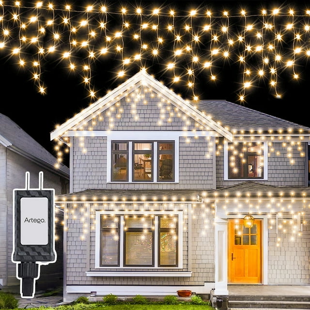Luces Serie de Navidad tipo cascada Artego 192 LED 5m cable transparente interior/exterior 8 modos de uso con temporizador