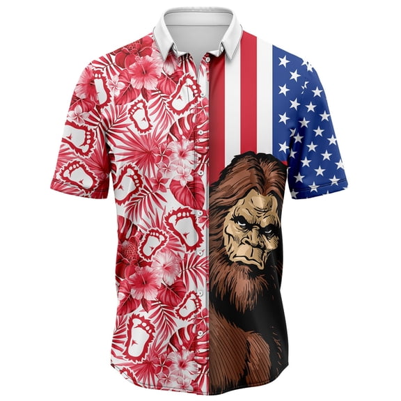 Bigfoot Usa And Tropical Aloha Hawaiian Shirt